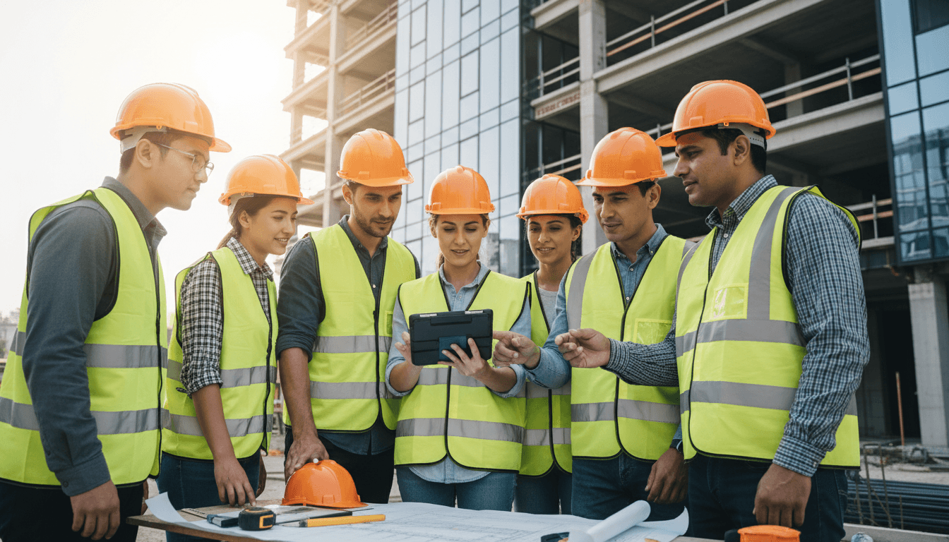 Construction team collaborating at Phoenix job site